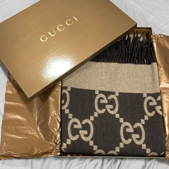 Gucci Bedding Gucci Authentic Wool Cashmere Gg Monogram Throw
